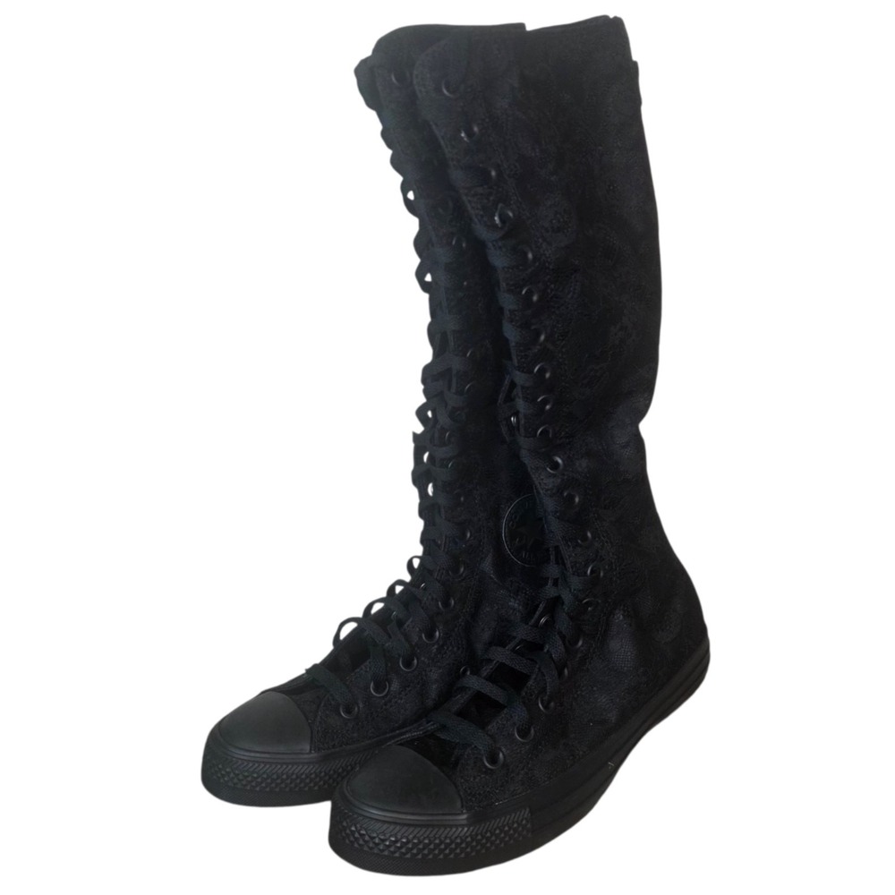 Converse Chuck Taylor All Star XXHi Womens 9.5 Black Floral Lace Knee High NWOB